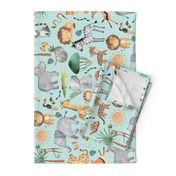 Wild Safari Animals (crystal) Jungle Animals Nursery Bedding, Lion Elephant Giraffe Zebra Rhino Cheetah  // It's a Jungle collection, rotated