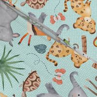 Wild Safari Animals (crystal) Jungle Animals Nursery Bedding, Lion Elephant Giraffe Zebra Rhino Cheetah  // It's a Jungle collection, rotated