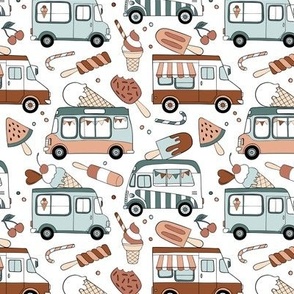 Tiny Scale / Vintage Ice Cream Trucks / White Background