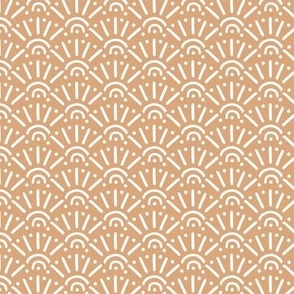 Moroccan style boho abstract fan sunshine design sweet abstract waves nursery texture caramel orange vintage 
