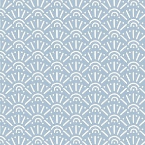 Moroccan style boho abstract fan sunshine design sweet abstract waves nursery texture cool blue 