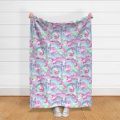 Slumber Party- Pink Dreams Large- Fairytale- Castle- Unicorn- Flamingo- Butterfly- Dolphin- Mermaid- Cupcake- Girls Pajamas- Girls Wallpaper- Girls Bedroom Decor