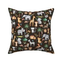 Wild Safari Animals (half-scale coffee) Jungle Animals Nursery Bedding, Lion Elephant Giraffe Zebra Rhino Cheetah  // It's a Jungle collection