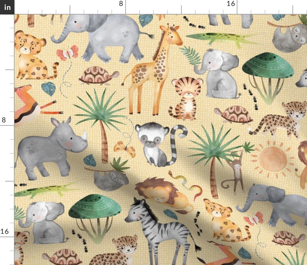 Wild Safari Animals (corn husk) Jungle Animals Nursery Bedding, Lion Elephant Giraffe Zebra Rhino Cheetah  // It's a Jungle collection