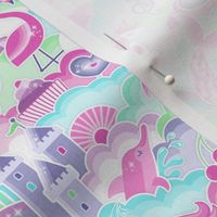 Slumber Party- Pink Dreams Mini- Fairytale- Castle- Unicorn- Flamingo- Butterfly- Dolphin- Mermaid- Cupcake- Girls Pajamas- Girls Wallpaper- Girls Bedroom Decor