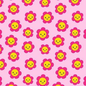 Pink Smiley Fabric, Wallpaper and Home Decor | Spoonflower