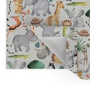 Wild Safari Animals (half-scale eggshell) Jungle Animals Nursery Bedding, Lion Elephant Giraffe Zebra Rhino Cheetah  // It's a Jungle collection