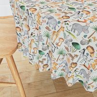 Wild Safari Animals (half-scale eggshell) Jungle Animals Nursery Bedding, Lion Elephant Giraffe Zebra Rhino Cheetah  // It's a Jungle collection