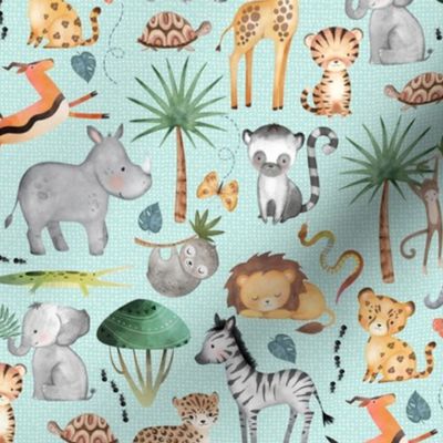 Wild Safari Animals (half-scale crystal) Jungle Animals Nursery Bedding, Lion Elephant Giraffe Zebra Rhino Cheetah  // It's a Jungle collection