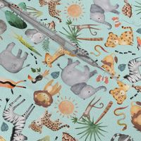 Wild Safari Animals (half-scale crystal) Jungle Animals Nursery Bedding, Lion Elephant Giraffe Zebra Rhino Cheetah  // It's a Jungle collection