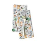 Wild Safari Animals (half-scale soft frost) Jungle Animals Nursery Bedding, Lion Elephant Giraffe Zebra Rhino Cheetah  // It's a Jungle collection