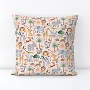 Wild Safari Animals (half-scale baby pink) Jungle Animals Nursery Bedding, Lion Elephant Giraffe Zebra Rhino Cheetah  // It's a Jungle collection