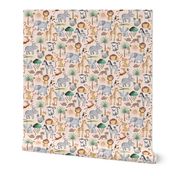 Wild Safari Animals (half-scale baby pink) Jungle Animals Nursery Bedding, Lion Elephant Giraffe Zebra Rhino Cheetah  // It's a Jungle collection