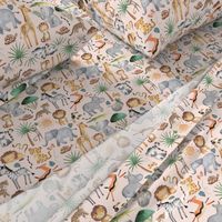 Wild Safari Animals (half-scale baby pink) Jungle Animals Nursery Bedding, Lion Elephant Giraffe Zebra Rhino Cheetah  // It's a Jungle collection