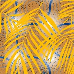 palm leaves truchet - dark yellow