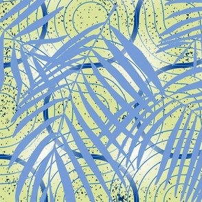 palm leaves truchet - green-blue