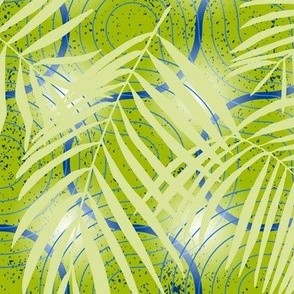 palm leaves truchet - green
