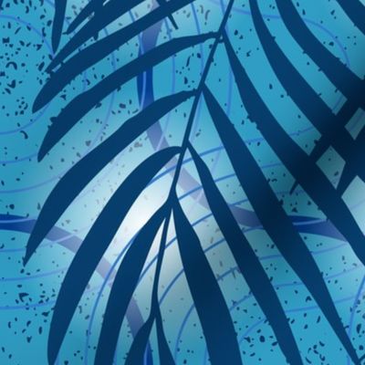 palm leaves truchet XL - blue