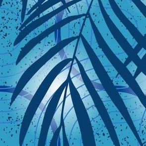 palm leaves truchet XL - blue