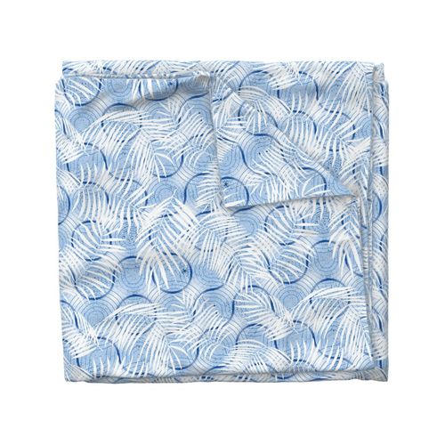 palm leaves truchet - light blue