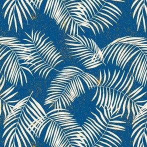 palm leaves white on navy