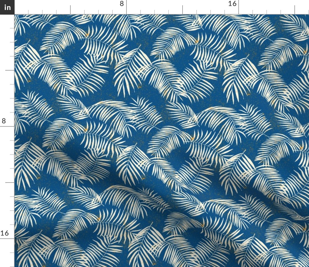 palm leaves white on navy