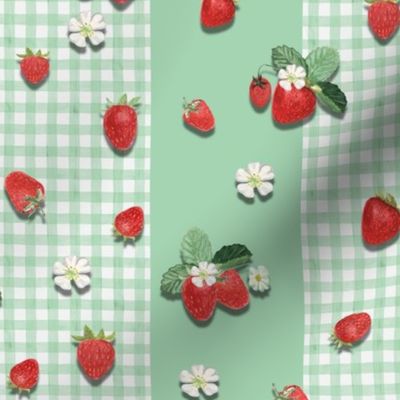 STRAWBERRY TOSS STRIPE - STRAWBERRY KITCHEN COLLECTION (JADITE)