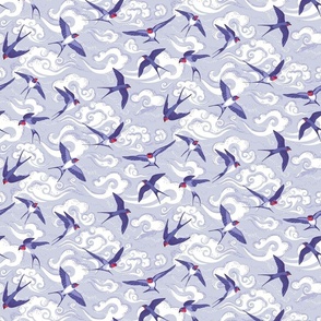 A very peri flight of swallows - small scale