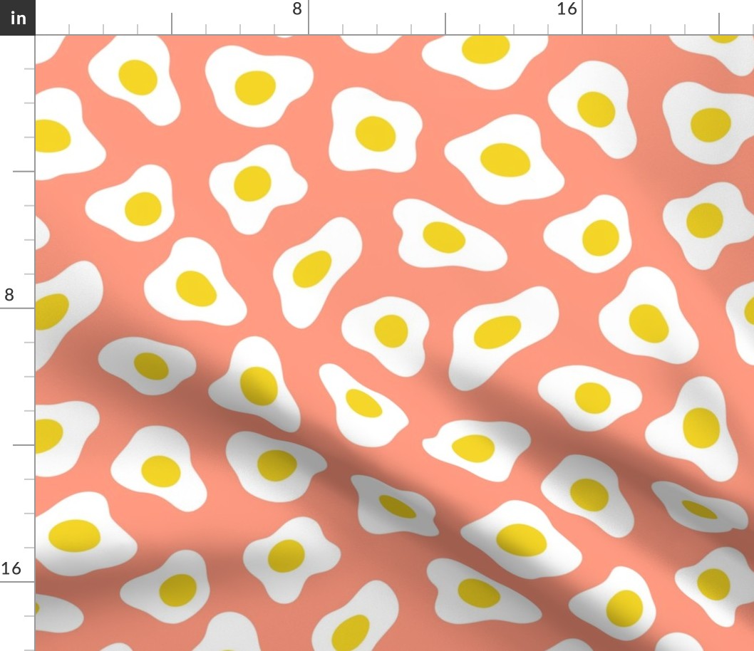 Fried Eggs Coral Background