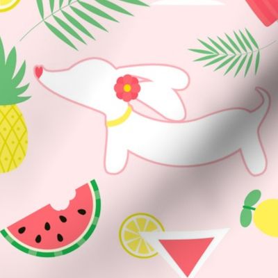 Dachshund Summer Print Pineapples and Watermelon