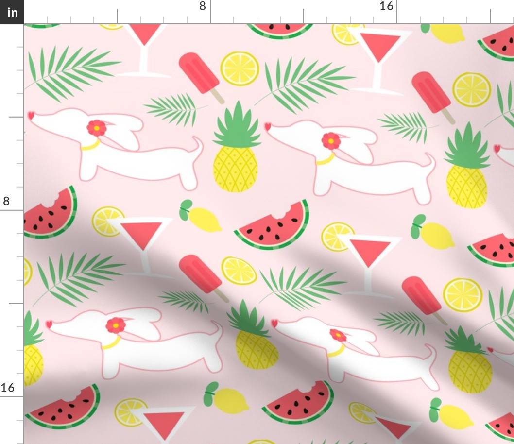 Dachshund Summer Print Pineapples and Watermelon