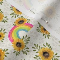Sunflowers & Rainbows- Ditsy Scale -  sunflower Rainbow watercolor Boho nursery  bright