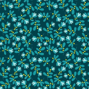 teal yellow and navy flowers