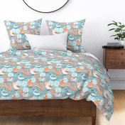 Little Bird Botanical - Orange and teal - large 