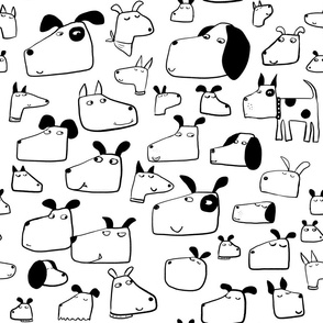 Many Dogs on White