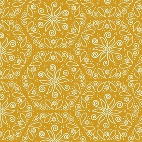 golden mustard hexagon leaves
