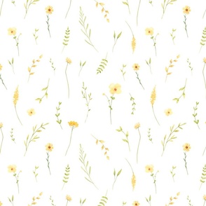 Wildlowers watercolor summer yellow floral pattern
