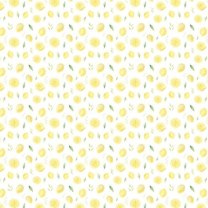 Lemons watercolor floral citrus seamless pattern