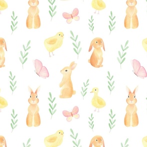 Easter bunny watercolor  spring pattern