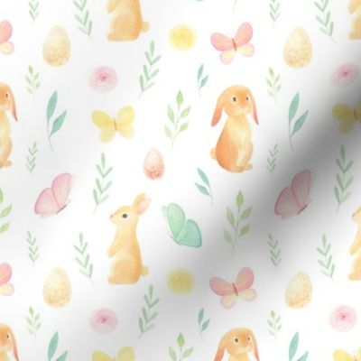 Easter bunny watercolor  spring pattern