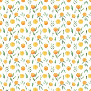 summer citrus oranges watercolor pattern