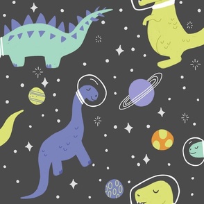Cute Dinosaurs in Space - Large