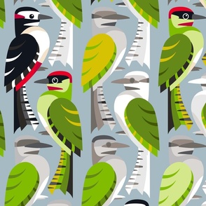 Bird or Birch? - woodpecker whimsy - large scale