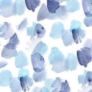 Indigo and baby blue painterly vibes - watercolor abstract spots - painted minimal brush strokes a828-2