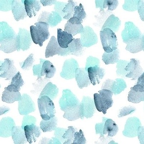 Mint and indigo painterly vibes - watercolor abstract spots - painted minimal brush strokes a828-3