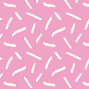 Sprinkled Lines - Ivory on Pink (medium scale)