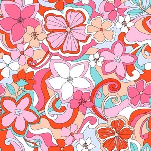 200 Flowers and Swirls pink and blue