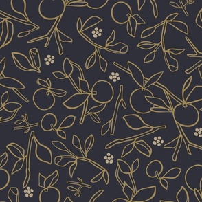 Neutral Botanical Citrus in Charcoal and Gold