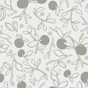 Neutral Botanical Citrus in Cream White and Sage Green