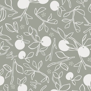 Neutral Botanical Citrus in Sage Green and Cream White